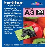 Brother Glossy Photo Paper, foto papír, lesklý, bílý, A3, 297x420mm (A3), 260 g/m2, 20 ks, BP71GA3