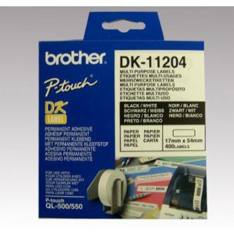 Brother papírové štítky 17mm x 54 mm, bílá, 400 ks, DK11204, pro tiskárny řady QL