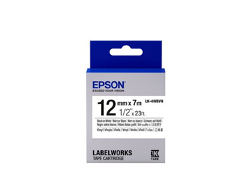 Epson Label Cartridge Vinyl LK-4WBVN Black/White 12mm (7 metres)