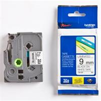 Páska Brother TZE-221 - originální | černý tisk, bílý podklad, laminovaná, 9 mm