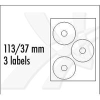 Logo etikety na CD 113/37 mm, A4, matné, bílé, 3 etikety, 140g/m2, baleno po 10 ks