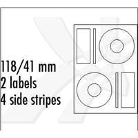 Logo etikety na CD 118/41 mm, A4, matné, bílé, 2 etikety, 4 proužky, 140g/m2, baleno po 10 ks