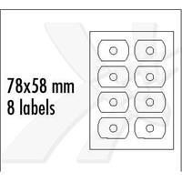 Logo etikety na CD 78 x 58 mm, A4, matné, bílé, 8 etiket, CD-R card, 140g/m2, baleno po 10 ks
