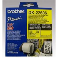 Páska Brother DK22606 - originální | černý tisk, žlutý podklad, filmová role, 62 mm