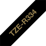 Páska Brother TZE-R334 - originální | zlatý tisk, černý podklad, textilní, 12 mm