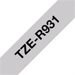 Páska Brother TZE-R931 - originální | černý tisk, stříbrný podklad, textilní, 12 mm