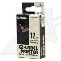 Páska Casio XR-12WE1 - originální | černý tisk, bílý podklad, 12 mm