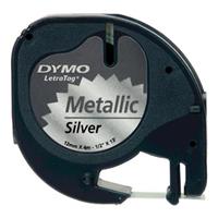 Páska Dymo S0721730 - originální | černý tisk, stříbrný podklad, 12 mm, LetraTag, metalická 