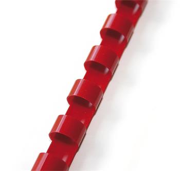 Plastové hřebeny kruhové 10 mm červené, kapacita 41-55 listů, 100 ks