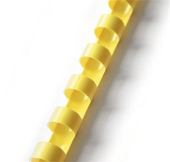 Plastové hřebeny kruhové 10 mm žluté, kapacita 41-55 listů, 100 ks