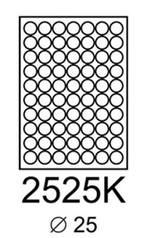 Samolepící etikety Rayfilm - kolo 25 mm, R01002525KA, bílé, univerzální (100 listů)